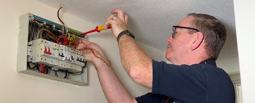 Wiring new consumer unit during electrical installation in Doncaster