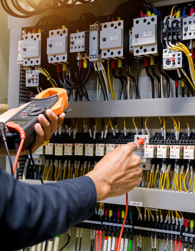Electrical safety testing of RCD consumer unit using multimeter in Doncaster
